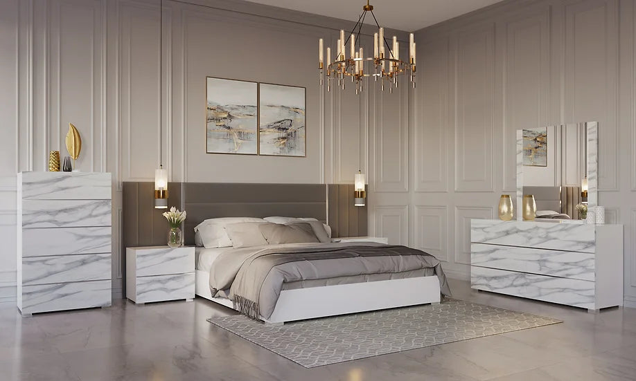 Nina White/Grey Bedroom Set