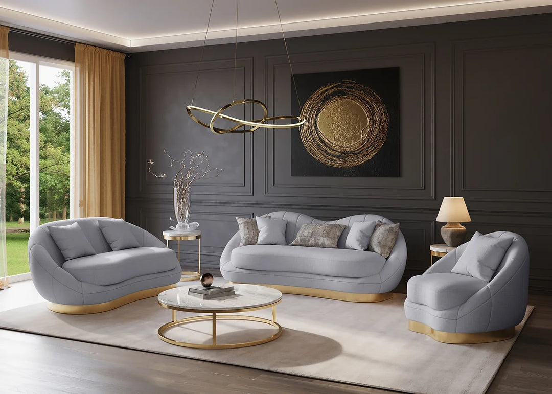 Olena (dove grey+ivory) Sofa Set