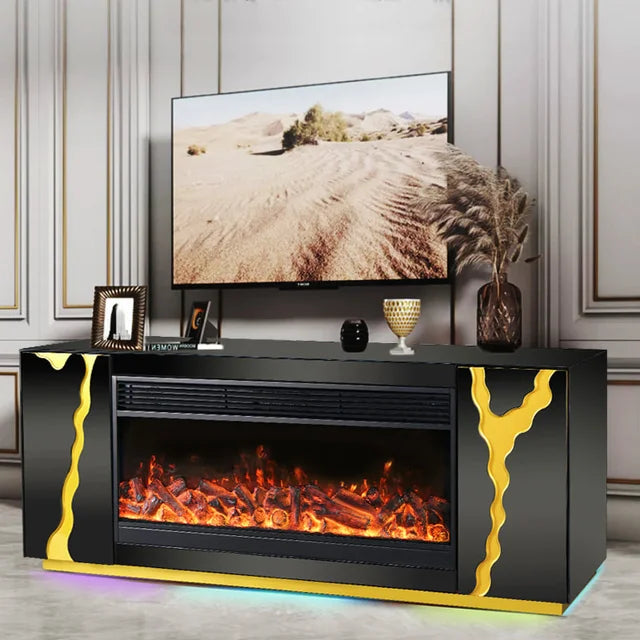 Rosa II Black 71" Fireplace Tv Stand