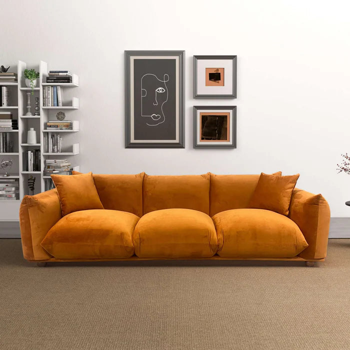 Arlo Burnt Orange Velvet Sofa.