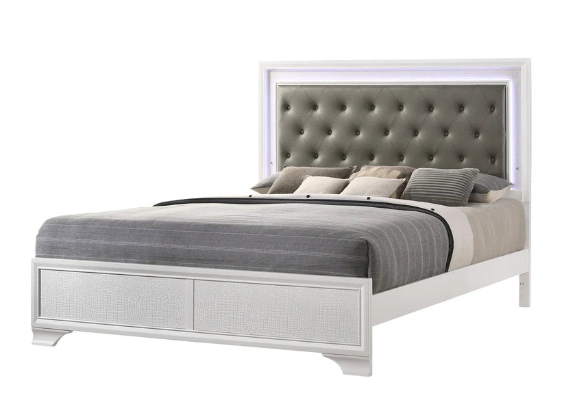 Lyssa LED Frost Upholstered Panel Bed