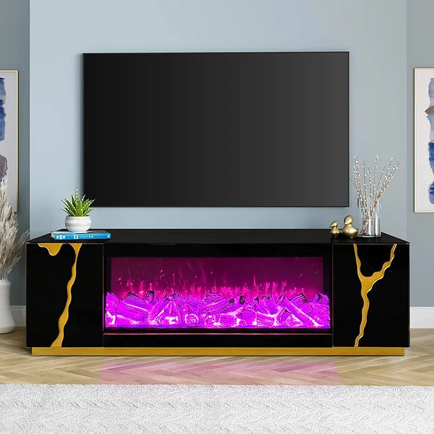 Rosa Black 71" Fireplace Tv Stand