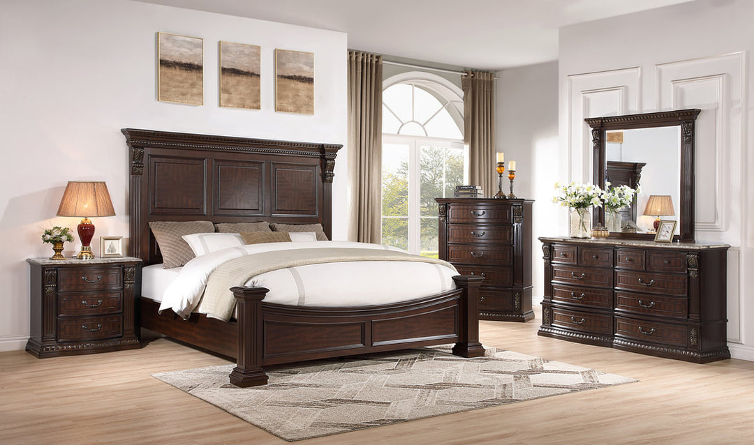 Espresso Wooden Panel Bedroom Set