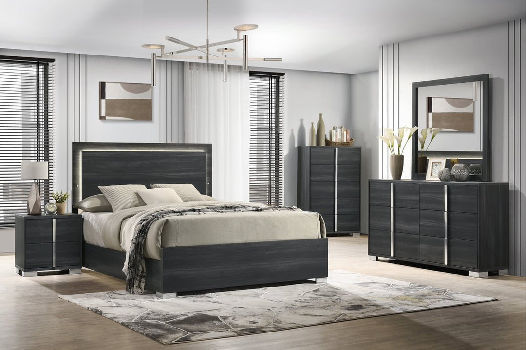 Evan 5-Piece Bedroom Set (Bed, Dresser, Mirror, Chest & Nightstand)