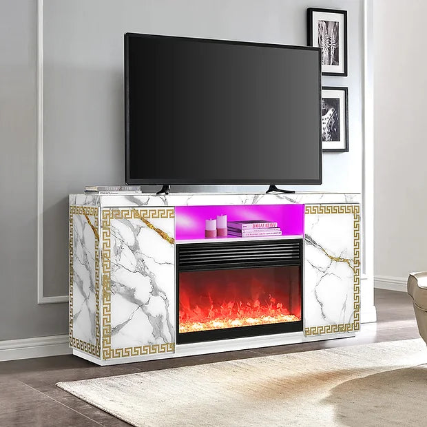 Versa White/Gold 63" TV Stand