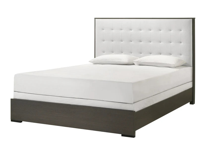 Sharpe Grey/White Upholstered Panel Bed