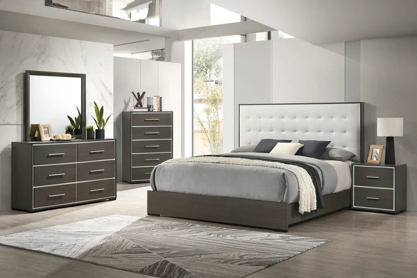 Sharpe Grey/White Upholstered Bedroom Set