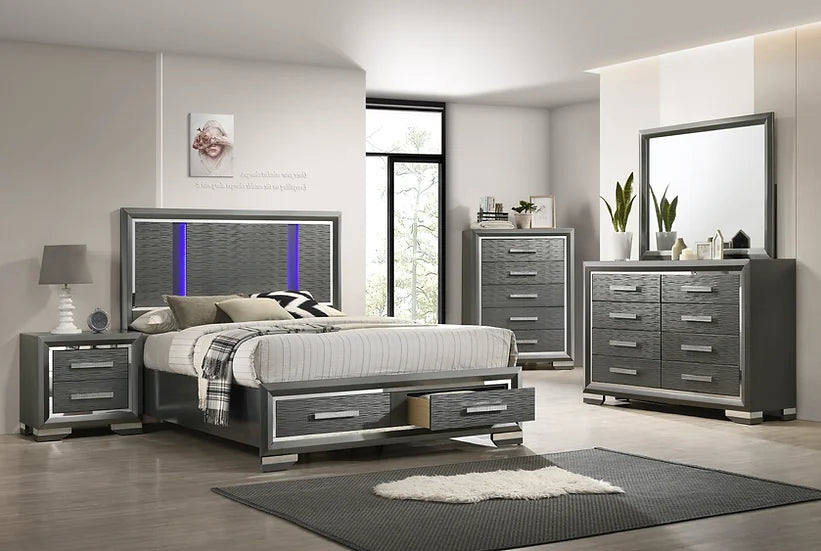 Maisy LED Grey Platform Bedroom Set