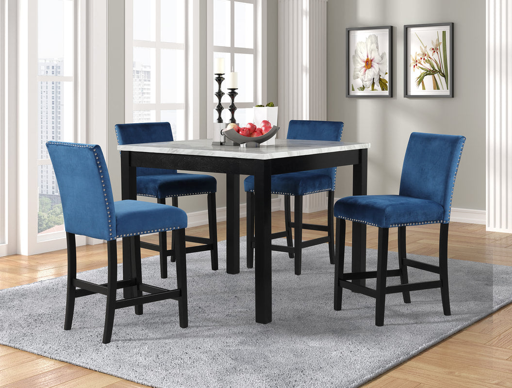 Dior Blue Counter Height Table + 4 Chair