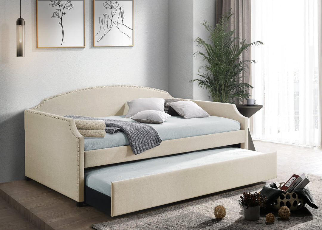 Amanda Beige Daybed with Trundle