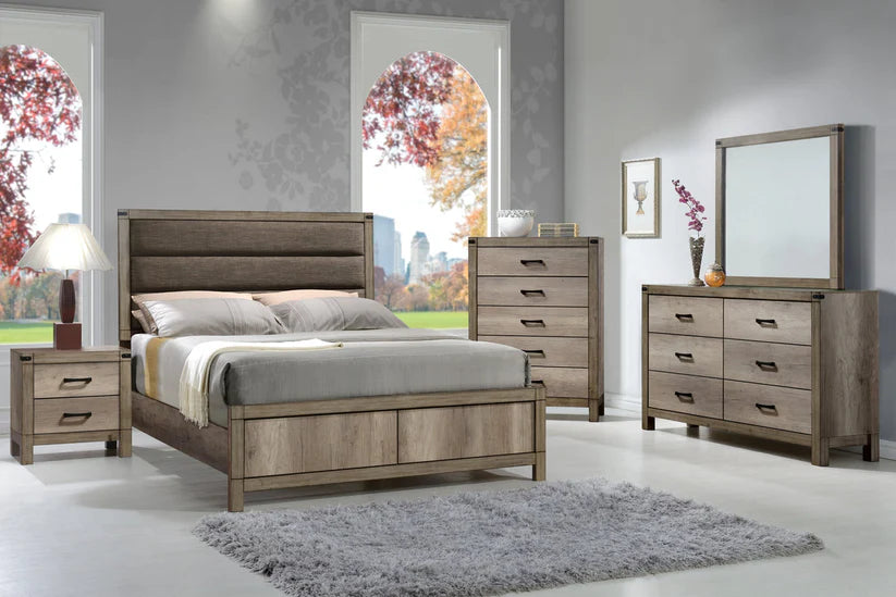 Matteo Light Brown Upholstered Panel Bedroom Set