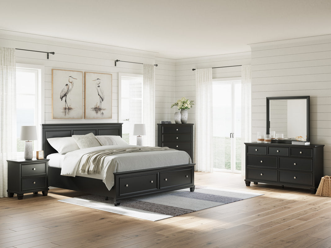 Black 5-Piece Bedroom Set (Bed, Dresser, Mirror, Chest & Nightstand)
