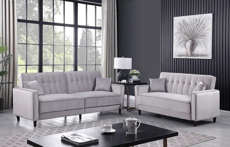 Cozy Adjustable Bed Grey Sofa & Loveseat