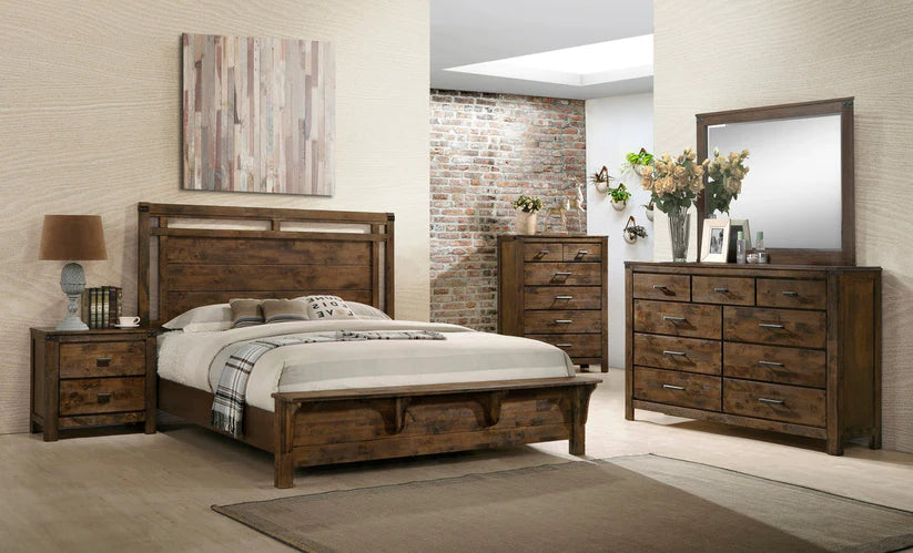 Curtis Rustic Brown Panel Bedroom Set