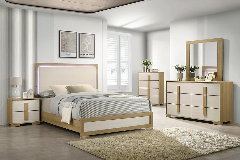 Maya Natural/ New White  Panel Bedroom Set NE