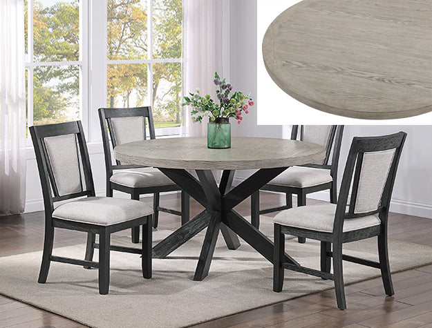 Stevens Charcoal Black/Light Gray Round 5-Piece Dining Set