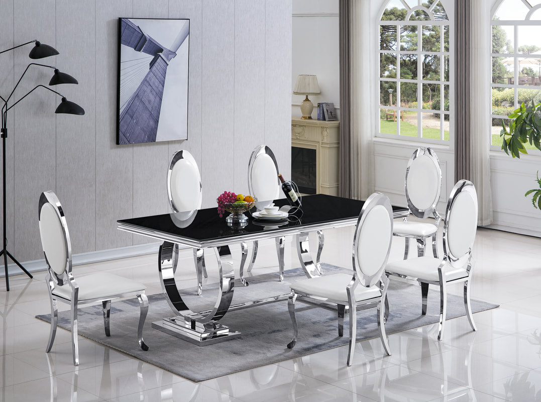 Betsy Chrome/Black 7-Piece Dining Set