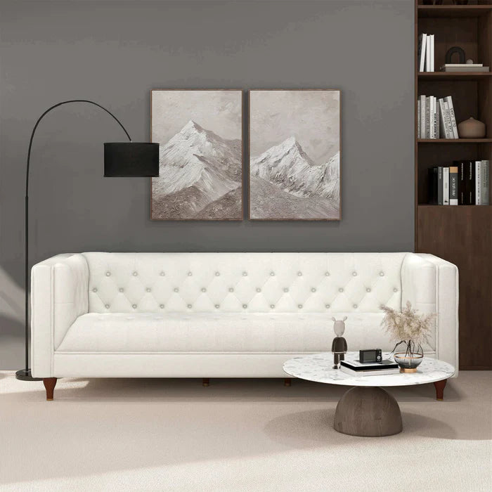 Evelyn Beige Boucle Luxury Chesterfield Sofa