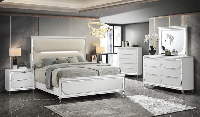 Eden White LED Panel Bedroom Set