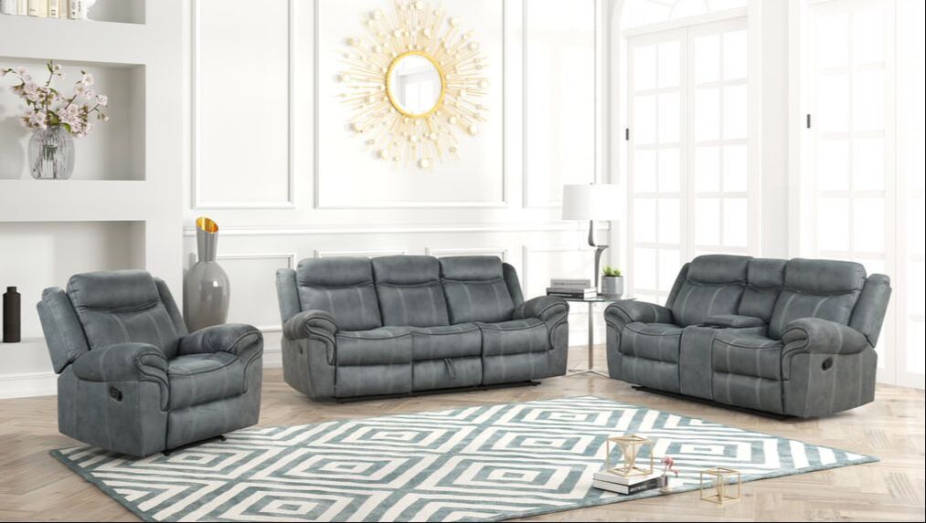 Andres Grey 3-Piece Reclining Sofa Set