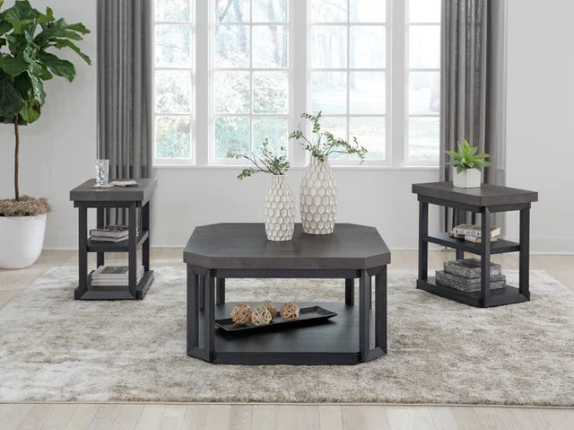 Bonilane Black/Gray Coffee Table Set