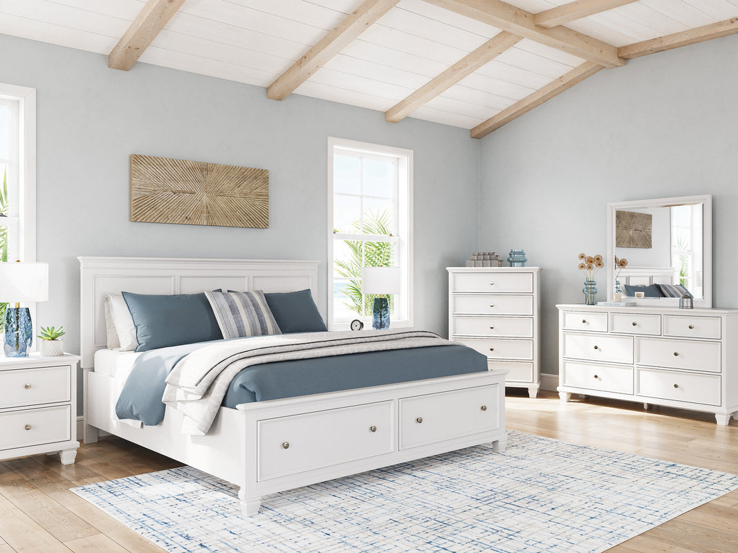 White 5-Piece Bedroom Set (Bed, Dresser, Mirror, Chest & Nightstand)