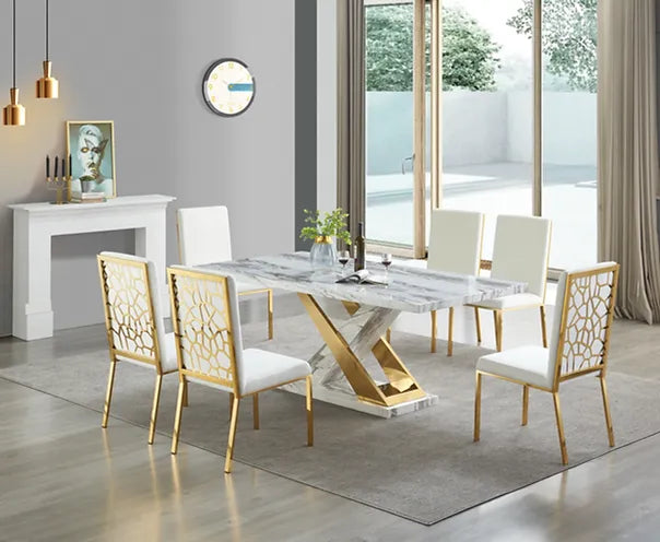 Viva White/Gold 7- Piece Dining Set