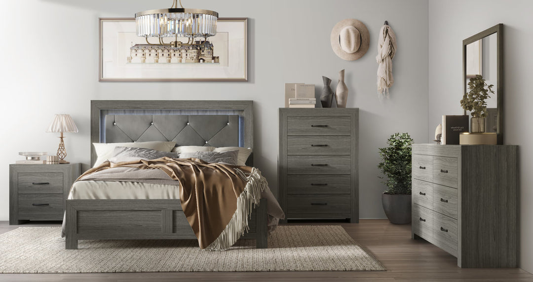 Moonlight 5-Piece Bedroom Set (Bed, Dresser, Mirror, Chest & Nightstand)