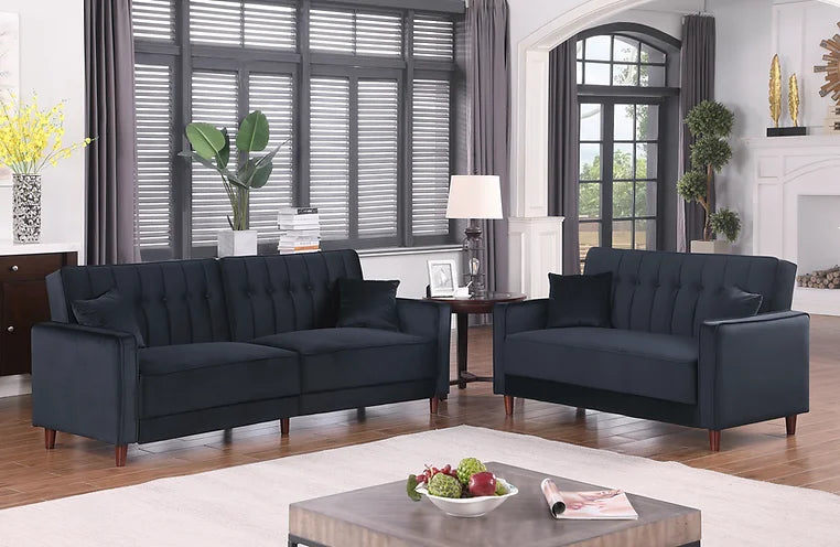 Cozy Adjustable Bed Black Sofa & Loveseat