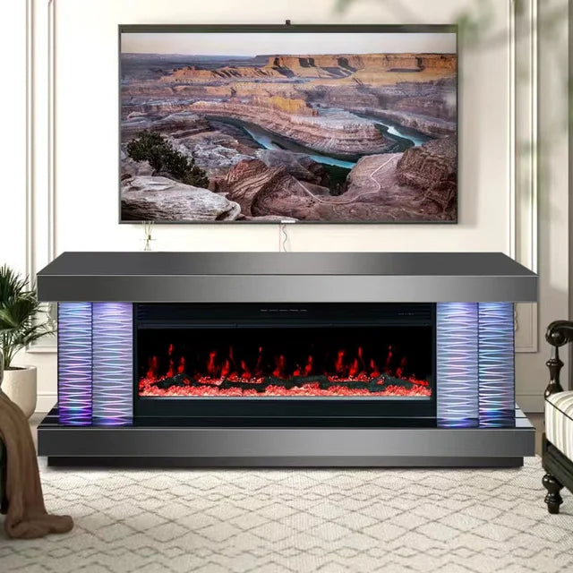 Luna Smoke TV Stand FirePlace