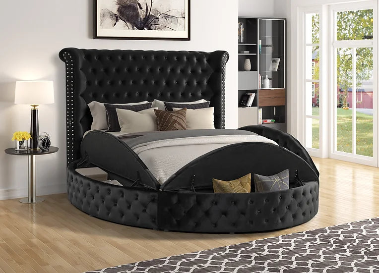 Black Lux II Velvet Platform Bed