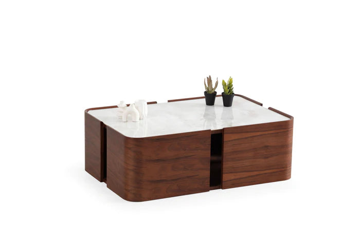 Walnut Marble Coffee Table