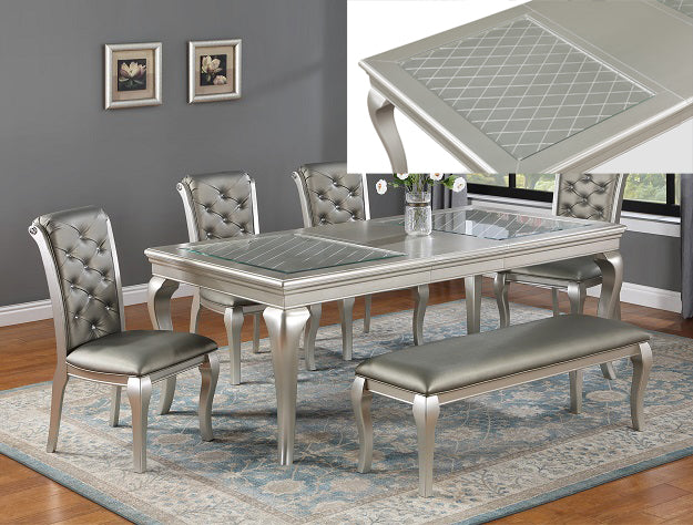 Caldwell Silver Champagne Extendable Dining Set