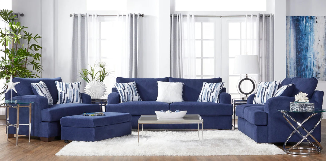 Cameo Navy Blue Sofa & Loveseat Set