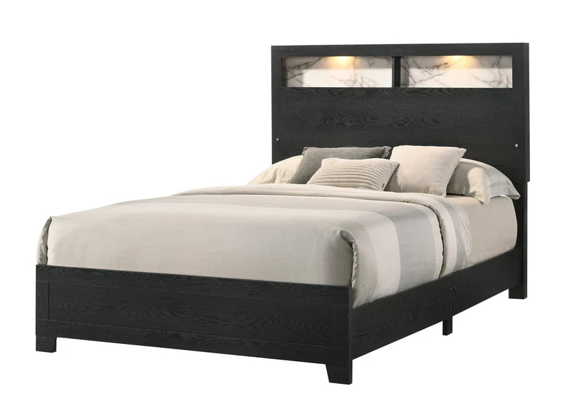 Cadence Black LED Panel Bed