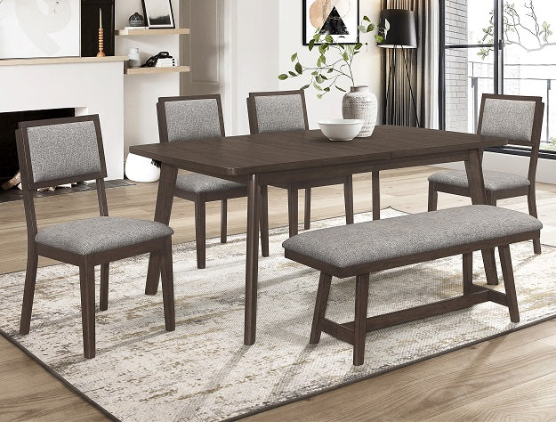 Ember Brown Extendable 6-Piece Dining Set