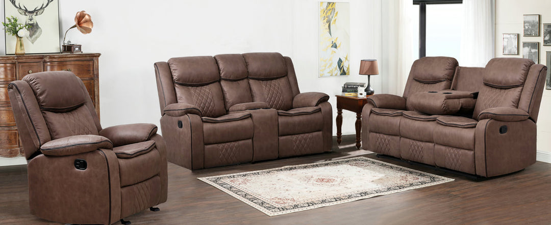 Weston Brown 3-Piece Reclining Sofa Set