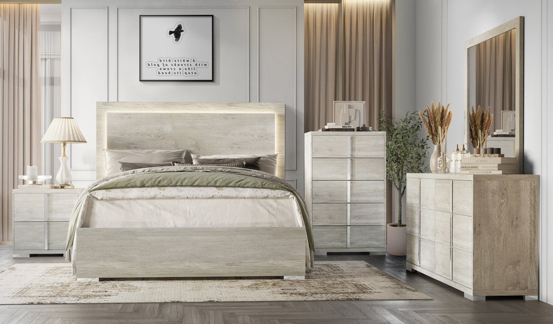 Evan 5-Piece Bedroom Set (Bed, Dresser, Mirror, Chest & Nightstand)