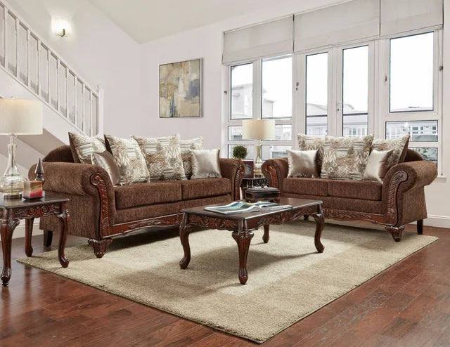 Chocolate Brown Sofa and Loveseat Set