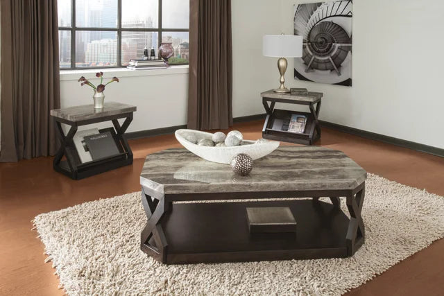 Radilyn Grayish Brown 3pc Coffee Table Set