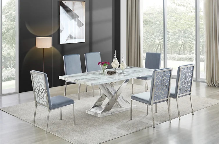 Viva White/Chrome 7- Piece Dining Set