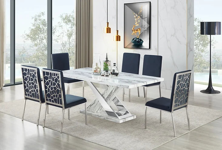 Viva White/Chrome 7- Piece Dining Set