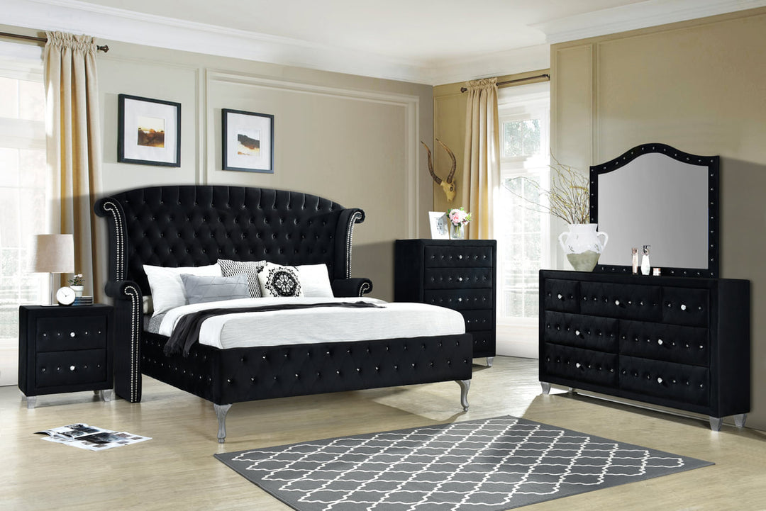 Diamond Palace 5-Piece Bedroom Set (Bed, Dresser, Mirror, Chest & Nightstand)