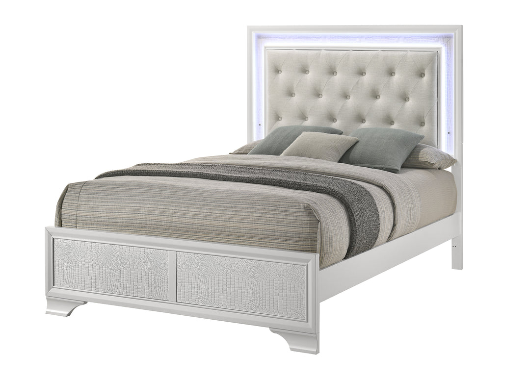 Lyssa LED Frost Upholstered Panel Bed