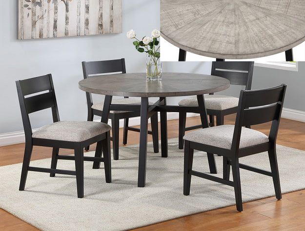 Mathis Black/Gray Round 5-piece Dining Set