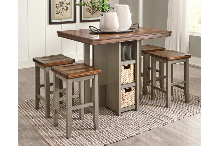 Lettner Gray/Brown 5-Piece Counter Height Set.