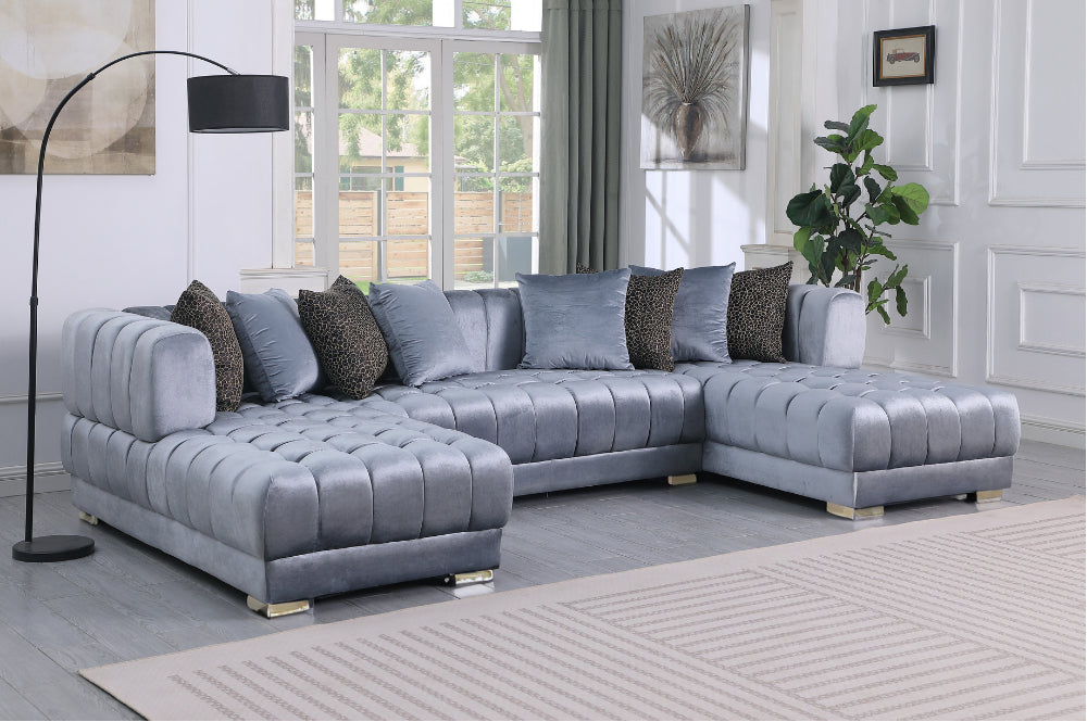 Dasha Grey Velvet Sectional Sofa