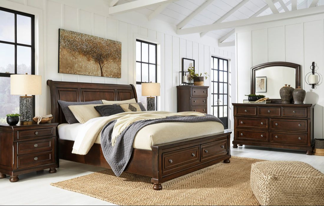 Rustic Brown 5-Piece Bedroom Set (Bed, Dresser, Mirror, Chest & Nightstand)