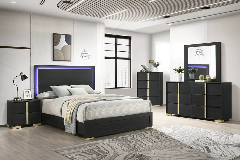 Aubrey Black Panel Bedroom Set