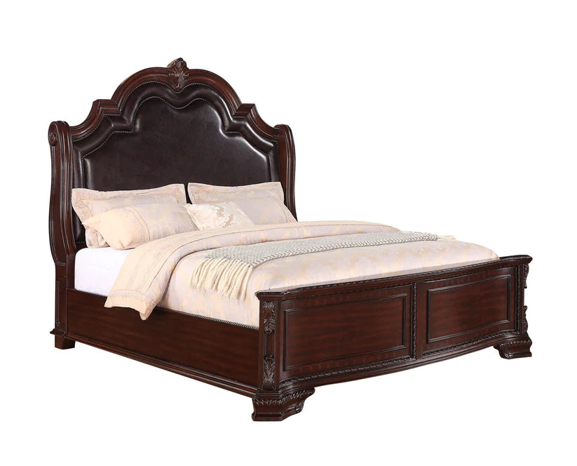 Sheffield Rich Brown Upholstered Panel Bed